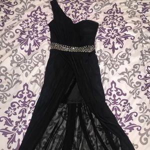 Formal Black One Shoulder Maxi Dress